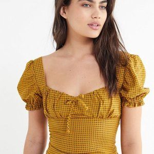 (SOLD) Urban Outfitters Cassia Plaid Puff Sleeve Top